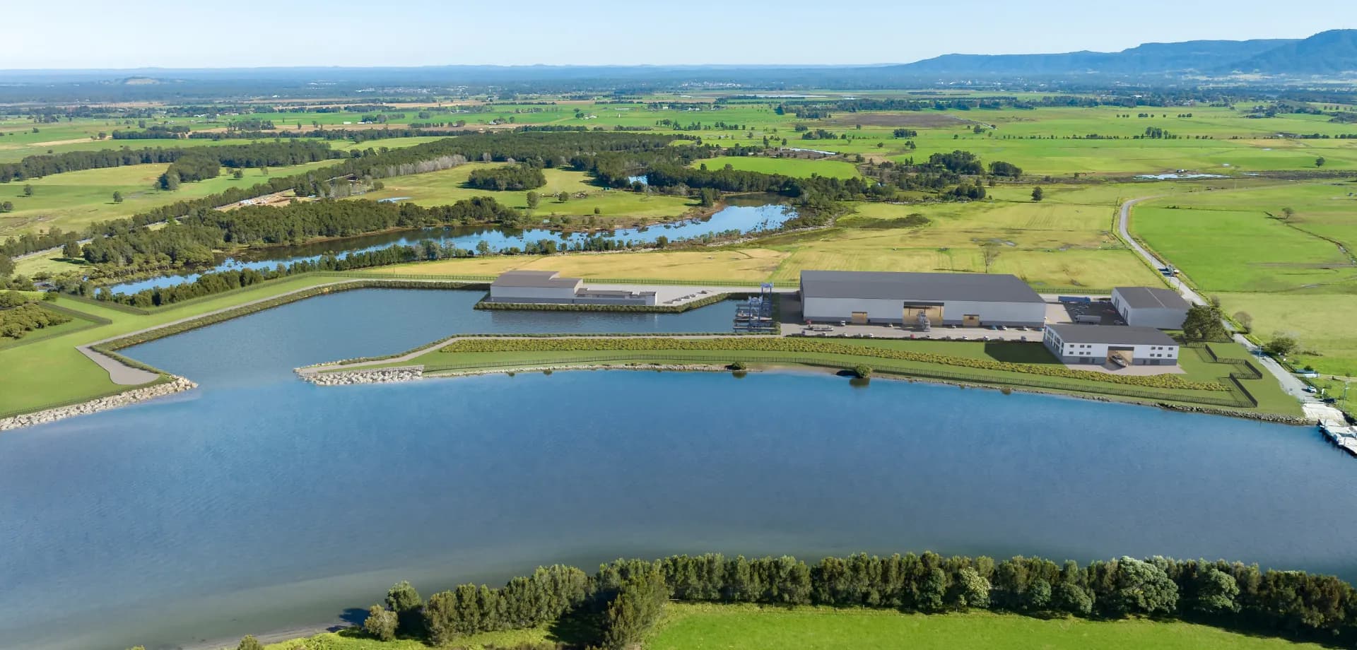 Aerial view of the planned East Coast Marine Centre basin and waterfront precinct